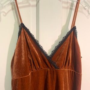 ORANGE VELVET BODY CON SLIP DRESS